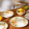 imageCassia Bud 16 Piece Double Bowl Hand Painted Stoneware Plates and Bowls Floral Dinnerware SetCassia Bud