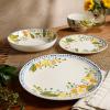 imageCassia Bud 16 Piece Double Bowl Hand Painted Stoneware Plates and Bowls Floral Dinnerware SetPosy Blossom