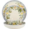 imageCassia Bud 16 Piece Double Bowl Hand Painted Stoneware Plates and Bowls Floral Dinnerware SetPosy Blossom