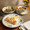 imageCassia Bud 16 Piece Double Bowl Hand Painted Stoneware Plates and Bowls Floral Dinnerware SetPosy Blossom