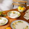 imageCassia Bud 16 Piece Double Bowl Hand Painted Stoneware Plates and Bowls Floral Dinnerware SetPosy Blossom