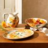 imageCassia Bud 16 Piece Double Bowl Hand Painted Stoneware Plates and Bowls Floral Dinnerware SetSunnyflower