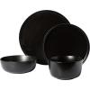 imageGibson Elite James Street Stoneware Matte Reactive Double Bowl Dinnerware Set  Pepper Black Service for 4 16pcs
