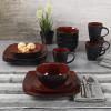 imageGibson Elite Soho Lounge Reactive Glaze Stoneware Dinnerware Set Service for 4 16pc BlueRed