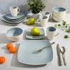 imageGibson Soho Lounge Square Reactive Glaze Stoneware Dinnerware Set Service for 4 16pc BlackwhiteAqua Blue
