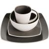 imageGibson Soho Lounge Square Reactive Glaze Stoneware Dinnerware Set Service for 4 16pc BlackwhiteGreyWhite