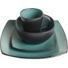 imageGibson Soho Lounge Square Reactive Glaze Stoneware Dinnerware Set Service for 4 16pc Matte JadeMatte Jade