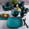 imageGibson Soho Lounge Square Reactive Glaze Stoneware Dinnerware Set Service for 4 16pc Matte JadeMatte Jade