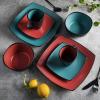 imageGibson Soho Lounge Square Reactive Glaze Stoneware Dinnerware Set Service for 4 16pc Matte JadeMatte Jade