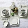 imageGibson Soho Lounge Square Reactive Glaze Stoneware Dinnerware Set Service for 4 16pc SandCeladon