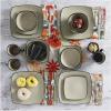 imageGibson Soho Lounge Square Reactive Glaze Stoneware Dinnerware Set Service for 4 16pc SandSand