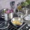imageKenmore Aiden 10 Piece Brushed Stainless Steel Pots and Pans Cookware Set with Kitchen Tools10Piece Cookware Set w Kitchen Tools