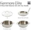 imageKenmore Aiden 10 Piece Brushed Stainless Steel Pots and Pans Cookware Set with Kitchen ToolsDutch Oven w Steamer  Stainless Steel Tong Set