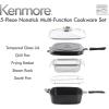 imageKenmore Elite Andover Nonstick Platinum Forged Aluminum Cookware Set 10Piece Glacier BlueBlack 5Piece
