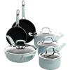 imageKenmore Elite Andover Nonstick Platinum Forged Aluminum Cookware Set 10Piece Glacier BlueGlacier Blue