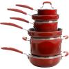 imageKenmore Elite Andover Nonstick Platinum Forged Aluminum Cookware Set 10Piece Glacier BlueRed Gradient