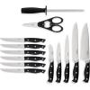 imageMartha Stewart Ruxton 14 Piece High Carbon Stainless Steel Cutlery Knife Block Set wABS Triple Riveted Forged Handle Ashwood Block  LinenBlack
