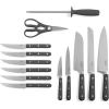imageMartha Stewart Ruxton 14 Piece High Carbon Stainless Steel Cutlery Knife Block Set wABS Triple Riveted Forged Handle Ashwood Block  LinenGray