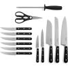 imageMartha Stewart Ruxton 14 Piece High Carbon Stainless Steel Cutlery Knife Block Set wABS Triple Riveted Forged Handle Ashwood Block  LinenMatte Black