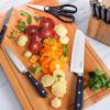 imageMartha Stewart Ruxton 14 Piece High Carbon Stainless Steel Cutlery Knife Block Set wABS Triple Riveted Forged Handle Ashwood Block  LinenNavy Blue