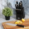 imageOster Langmore 15 Piece Stainless Steel Cutlery Knife Block Set WBlack Box  Classic Blue HandlesBlack