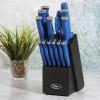 imageOster Langmore 15 Piece Stainless Steel Cutlery Knife Block Set WBlack Box  Classic Blue HandlesClassic Blue