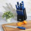 imageOster Langmore 15 Piece Stainless Steel Cutlery Knife Block Set WBlack Box  Classic Blue HandlesClassic Blue