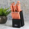 imageOster Langmore 15 Piece Stainless Steel Cutlery Knife Block Set WBlack Box  Classic Blue HandlesTerracotta Orange