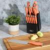 imageOster Langmore 15 Piece Stainless Steel Cutlery Knife Block Set WBlack Box  Classic Blue HandlesTerracotta Orange