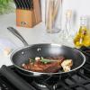 imageOster Modessa Hybrid Premium NonStick TriPly Stainless Steel 95quot Fry Pan WEtchingStainless Steel