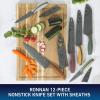 imageOster Ronnan 12 Piece Knife Set 6 Assorted Color Knives wNonstick Blades and 6 Sheaths