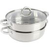 imageOster Sangerfield Stainless Steel Cookware 5Quart Pasta Pot Set wSteamer Basket ampamp LidStainless Steel