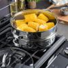 imageOster Sangerfield Stainless Steel Cookware 5Quart Pasta Pot Set wSteamer Basket ampamp LidStainless Steel
