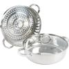 imageOster Sangerfield Stainless Steel Cookware 5Quart Pasta Pot Set wSteamer Basket ampamp LidStainless Steel