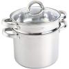 imageOster Sangerfield Stainless Steel Cookware 5Quart Pasta Pot Set wSteamer Basket ampamp LidStainless Steel