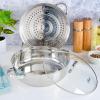 imageOster Sangerfield Stainless Steel Cookware 5Quart Pasta Pot Set wSteamer Basket ampamp LidStainless Steel