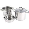 imageOster Sangerfield Stainless Steel Cookware 5Quart Pasta Pot Set wSteamer Basket ampamp LidStainless Steel