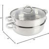 imageOster Sangerfield Stainless Steel Cookware 5Quart Pasta Pot Set wSteamer Basket ampamp LidStainless Steel