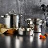 imageOster Sangerfield Stainless Steel Cookware 5Quart Pasta Pot Set wSteamer Basket ampamp LidStainless Steel