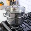 imageOster Sangerfield Stainless Steel Cookware 5Quart Pasta Pot Set wSteamer Basket ampamp LidStainless Steel
