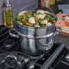 imageOster Sangerfield Stainless Steel Cookware 5Quart Pasta Pot Set wSteamer Basket ampamp LidStainless Steel