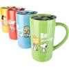 imagePeanuts Snoopy Gentle Reminders 18oz Travel Cup wLid Stoneware 4Pack Assorted Colors