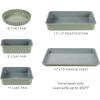 imageSur La Table Kitchen Essential Carbon Steel Baking Pans Bakeware Set WPremium PFA Free Grey Ceramic Non stick  Juniper Green ExteriorJuniper Green
