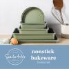 imageSur La Table Kitchen Essential Carbon Steel Baking Pans Bakeware Set WPremium PFA Free Grey Ceramic Non stick  Juniper Green ExteriorJuniper Green