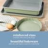 imageSur La Table Kitchen Essential Carbon Steel Baking Pans Bakeware Set WPremium PFA Free Grey Ceramic Non stick  Juniper Green ExteriorJuniper Green