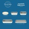 imageSur La Table Kitchen Essential Carbon Steel Baking Pans Bakeware Set WPremium PFA Free Grey Ceramic Non stick  Juniper Green ExteriorLinen White