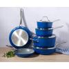 imageSur La Table Kitchen Essentials 10 Piece PFA Free Titanium Ceramic Nonstick Interior Forged Aluminum Cookware Pots and Pans Set  Black  Induction CompatibleBlue Hard Anodized Aluminum