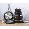 imageSur La Table Kitchen Essentials 10 Piece PFA Free Titanium Ceramic Nonstick Interior Forged Aluminum Cookware Pots and Pans Set  Black  Induction CompatibleBlack Hard Anodized Aluminum
