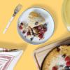 imageSur La Table Kitchen Essentials 16 Piece TwoTone Porcelain Chip and Scratch Resistant Dinnerware Plates and Bowls Set  RedWhiteBlueWhite