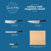 imageSur La Table Kitchen Essentials 5 Piece German Steel Blade wTriple Riveted Handle Set on Beechwood Magnetic Block  BlackBlack